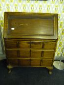 Oak Bureau with Fitted Interior on Cabriole Legs