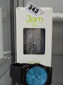 Jam Time Watch - Black Strap -  Blue Face