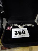 Silver Necklace with Love Heart Charm and Pink Stone