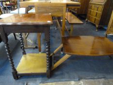 Oak Occasional Table on Barley Twist Supports & Folding Bed Table