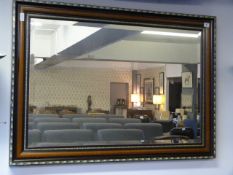 Rectangular Bevelled Glass Framed Mirror with Inlaid Detail