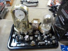 Tray containing Assorted Miniature Clocks & 3 Mantle Clocks