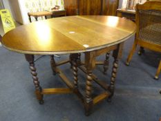 Oak Gateleg Table on Barley Twist Legs