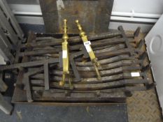 Cast Iron Fire Grate & 2 Fire Dogs