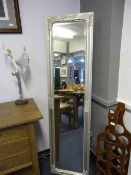 Silver Framed Full Length Cheval Mirror with Bevelled Glass