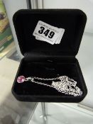 Silver Chain with Pink Stone