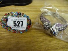 *Silver Bangle with Lilac Stones & Multi Coloured Ring