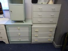 Painted Chest of 3 Drawers & Matching Bedside Cabinet