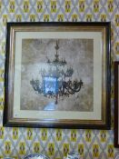 Large Framed Contemporary Print of Chandelier