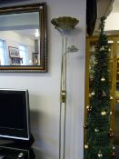 Brushed Brass Uplighter with Reading Lamp