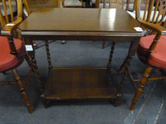 Oak Occasional Table with Under Shelf on Barley Twist Supports