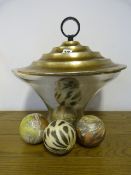 Glass Bowl with Cover containing Decorative Balls