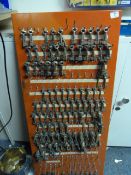 Red Peg Board containing Mortice Key Blanks