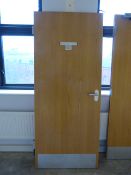 *Light Oak Door with Brushed Aluminium Door Furniture & Hinges 1981 x 1838 with Half Hour Fire
