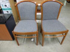 *Pair of Hardwood Framed Dining Chairs with Upholstered Seats & Backs in Grey