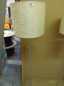 *Brushed Stainless Steel Floor Standing Lamp with Cream Shade