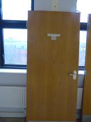 *Light Oak Door with Brushed Aluminium Door Furniture & Hinges 1981 x 1838 with Half Hour Fire