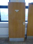 *Light Oak Door with Brushed Aluminium Door Furniture & Hinges 1981 x 1838 with Half Hour Fire