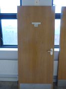 *Light Oak Door with Brushed Aluminium Door Furniture & Hinges 1981 x 1838 with Half Hour Fire