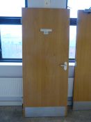 *Light Oak Door with Brushed Aluminium Door Furniture & Hinges 1981 x 1838 with Half Hour Fire