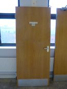 *Light Oak Door with Brushed Aluminium Door Furniture & Hinges 1981 x 1838 with Half Hour Fire