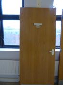 *Light Oak Door with Brushed Aluminium Door Furniture & Hinges 1981 x 1838 with Half Hour Fire