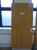 *Light Oak Door with Brushed Aluminium Door Furniture & Hinges 1981 x 1838 with Half Hour Fire