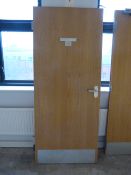 *Light Oak Door with Brushed Aluminium Door Furniture & Hinges 1981 x 1838 with Half Hour Fire