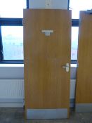 *Light Oak Door with Brushed Aluminium Door Furniture & Hinges 1981 x 1838 with Half Hour Fire