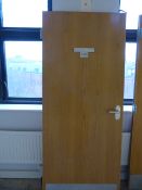 *Light Oak Door with Brushed Aluminium Door Furniture & Hinges 1981 x 1838 with Half Hour Fire