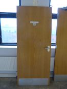 *Light Oak Door with Brushed Aluminium Door Furniture & Hinges 1981 x 1838 with Half Hour Fire