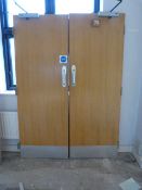 *Pair of Light Oak Doors complete with Brushed Aluminium Furniture Briton 2003 Door Closures &