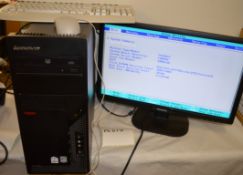 1 x Lenovo Thinkcentre Desktop Computer With Philips Flatscreen 22 Inch Monitor - Intel Core 2 Duo