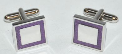 10 x Pairs of Genuine Square Rim Cuff Links by Ice London – Color : Purple - Model : EGCL-102008