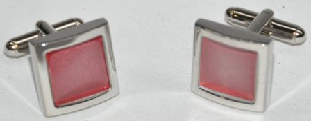 10 x Pairs of Genuine ZZ Mirror Cuff Links by Ice London – Color : Pink – Model : EGCL-102006 PK –