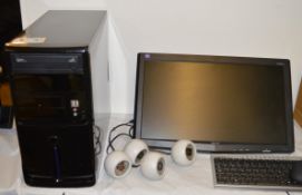 1 x CCTV Security Camera System - Includes Desktop PC With 500gb Hard Drive, Four Dome Cameras,