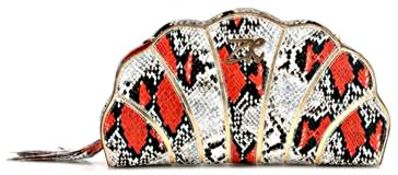 1 x Zandra Rhodes Women's Zahira 01 Clutch Bag - Azure (RED) - Features Scalloped Edge & Reptile