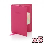 5 x Genuine Fine Leather Passport Covers by ICE London - EGW-6006-PK - Colour: Pink - Fits