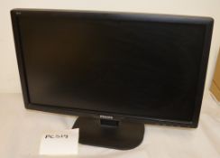 1 x Philips 22 Inch Widescreen TFT Monitor - Model 221V2SB/00 - Working Order - With Power Cable -
