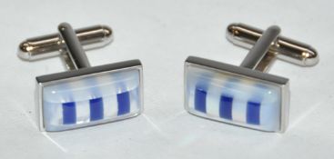 10 x Pairs of Genuine Cats Eye Cuff Links by Ice London – Colour : Blue Onyx - Model : EGCL-102005