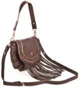 5 x Zandra Rhodes Jada Brown Tassel Fringe Satchel Handbags - Brand New Stock - PU Leather - Vintage