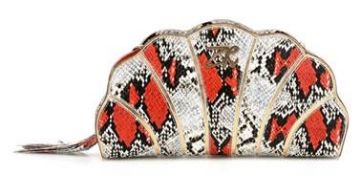 1 x Zandra Rhodes Women's Zahira 01 Clutch Bag - Azure (RED) - Features Scalloped Edge & Reptile