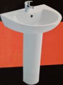 1 x Eco1 Xpress 2th 550mm Bathroom Sink Basin and Pedestal Set - Brand New and Boxed - Sleek
