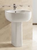 1 x Vogue Bathrooms ZOLA Single Tap Hole Sink Basin With Pedestal - 550mm Width - Product Code