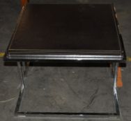1 x Modern Leather Topped Coffee Table on Chrome Legs – Stylish & Highly Desirable Design –Ex