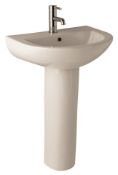 10 x Vogue Bathrooms COMFORT Single Tap Hole Sink Basins With Pedestals - 550mm Width - Brand New