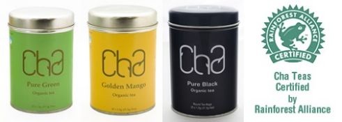 72 x Tins of CHA Organic Tea - PURE GREEN / MANGO / PURE BLACK - 100% Natural and Organic - Includes