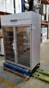 1 x Lec GN1200TNVG Double Door Refrigeraton in White with Stainless Steel Glass Doors GRADED – M-