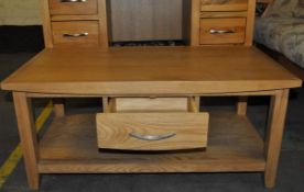 1 x Take 2 Drawer Light Wooden Coffee Table With Shelves – Ex Display - 100x56x45cm - £25 Start!!!
