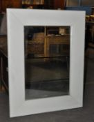 1 x Cream Leather Framed Tan Mirror – Framed in Portrait – Ex Display - Dimensions : 70x90cm – CH260